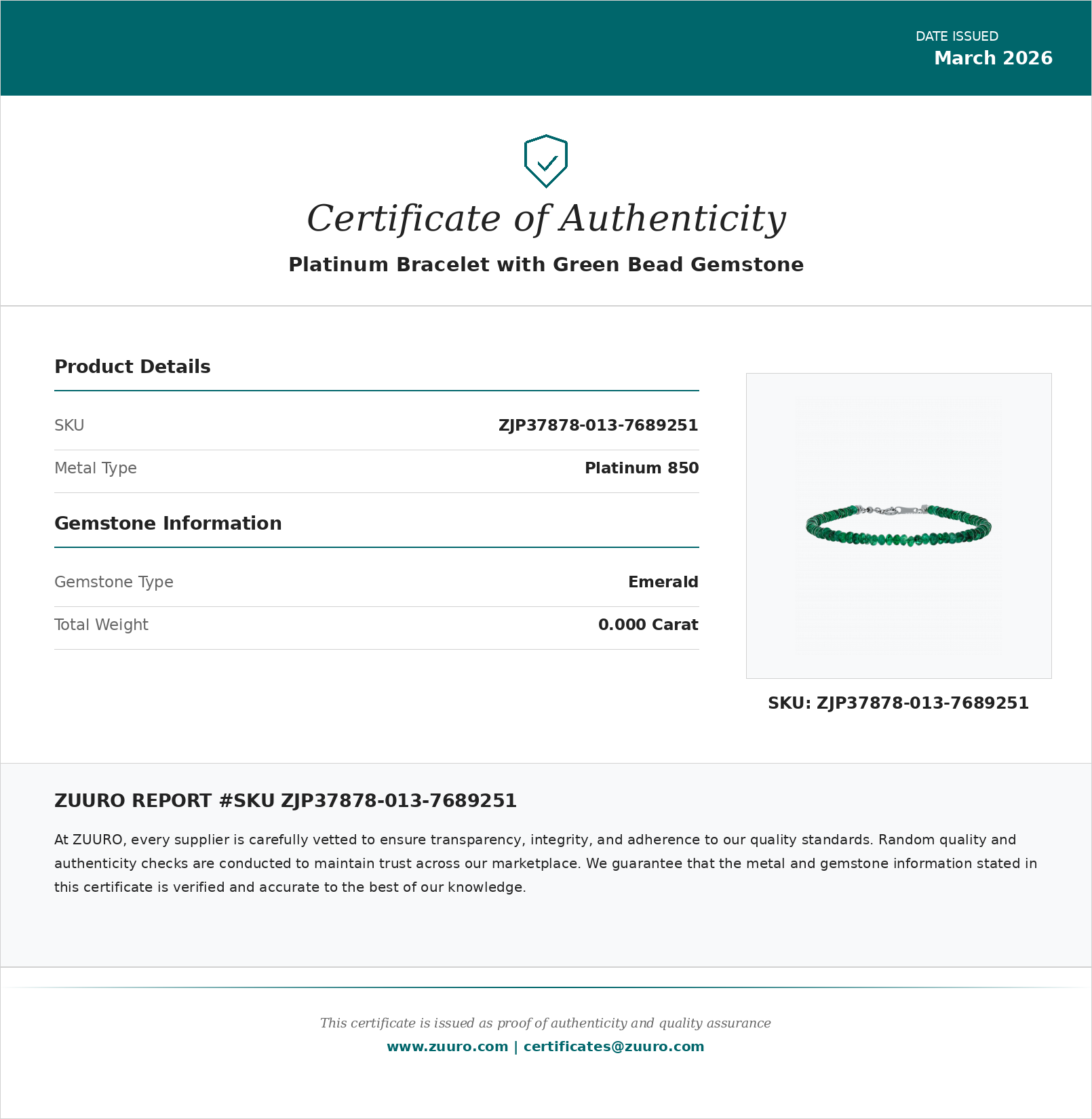 Product Certificate