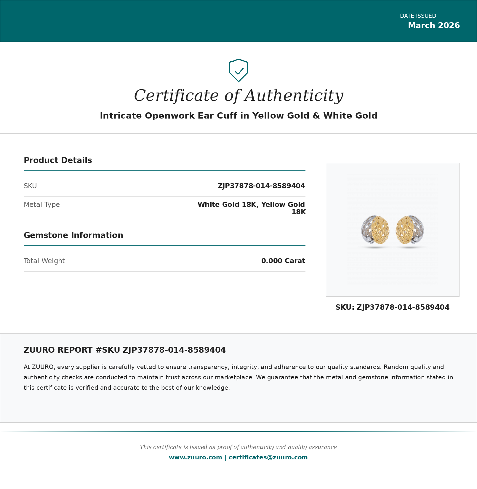 Product Certificate