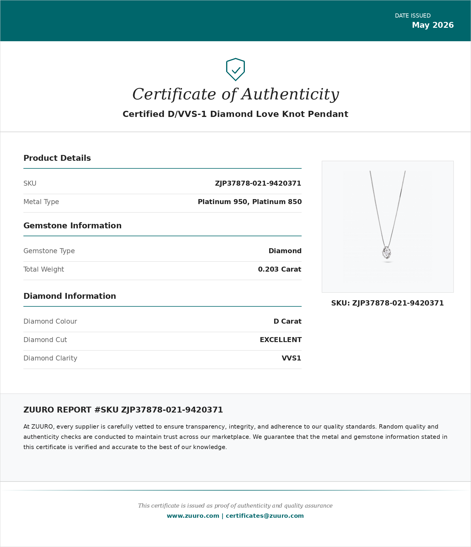 Product Certificate