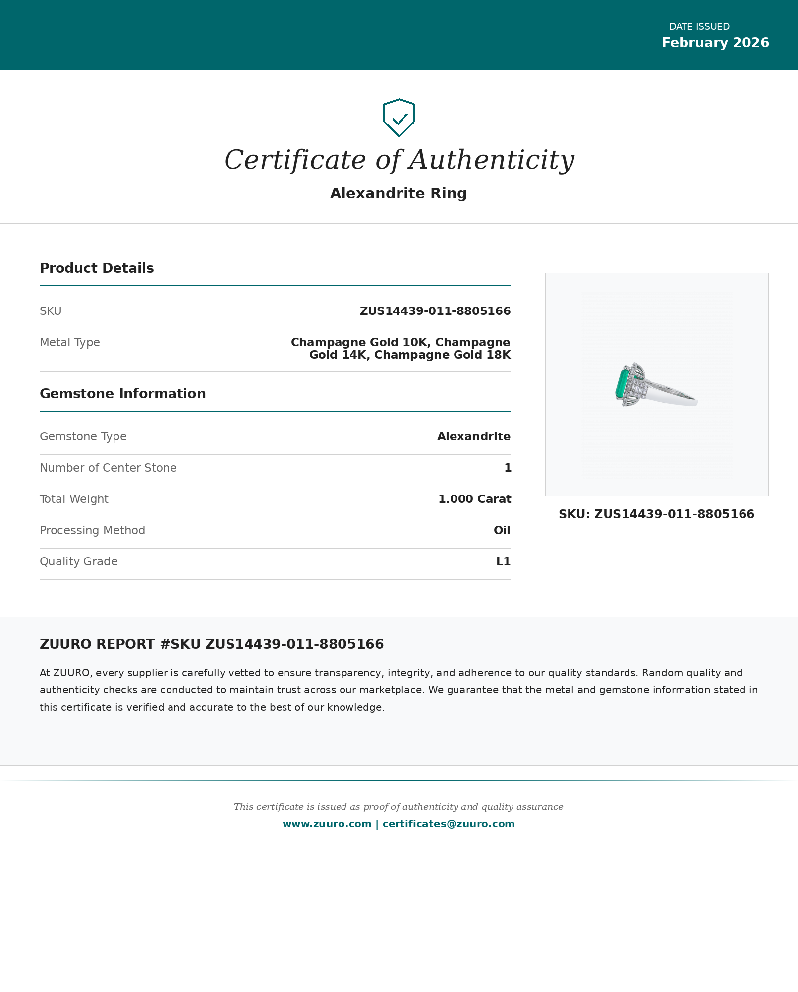 Product Certificate