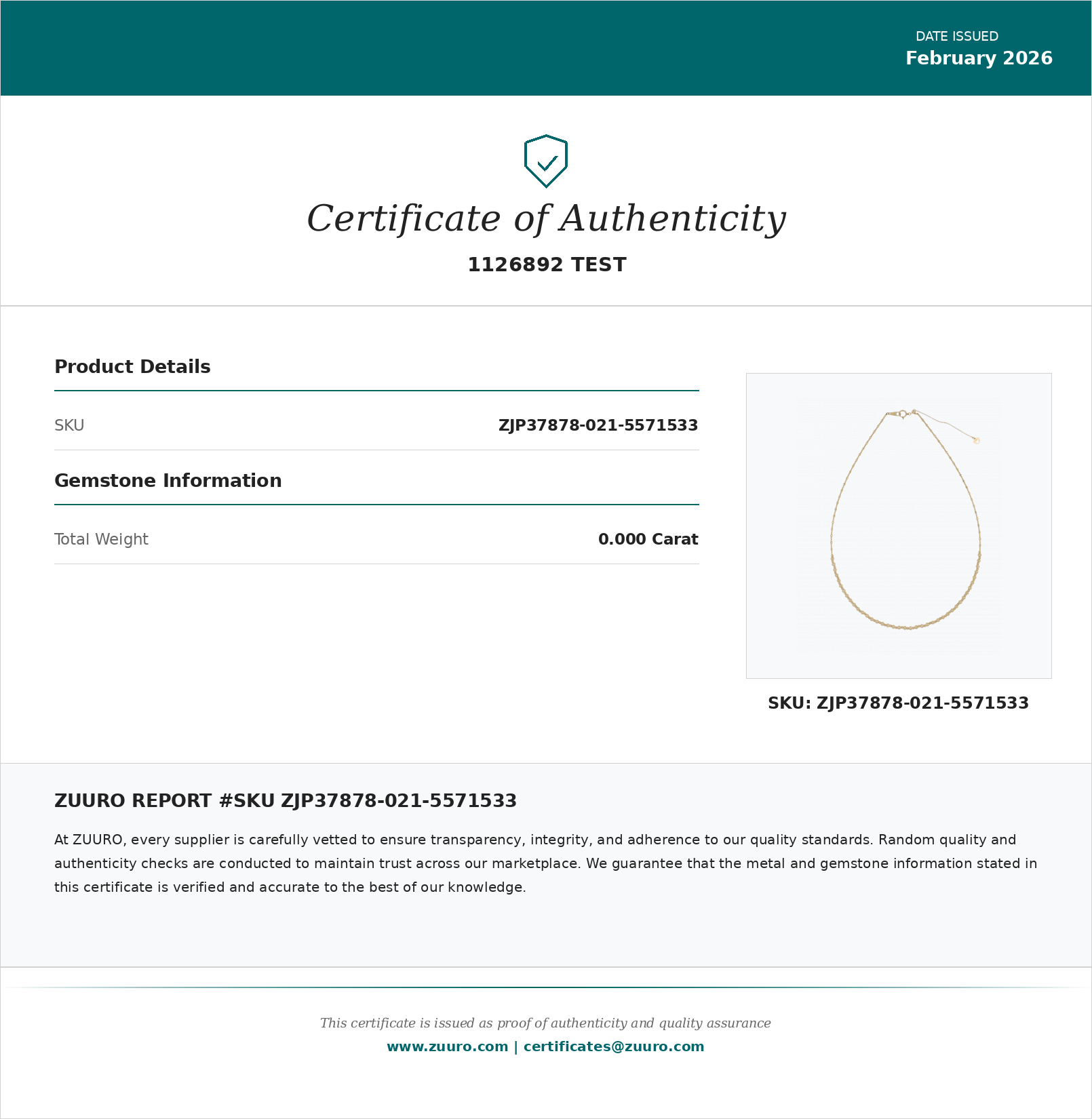 Product Certificate