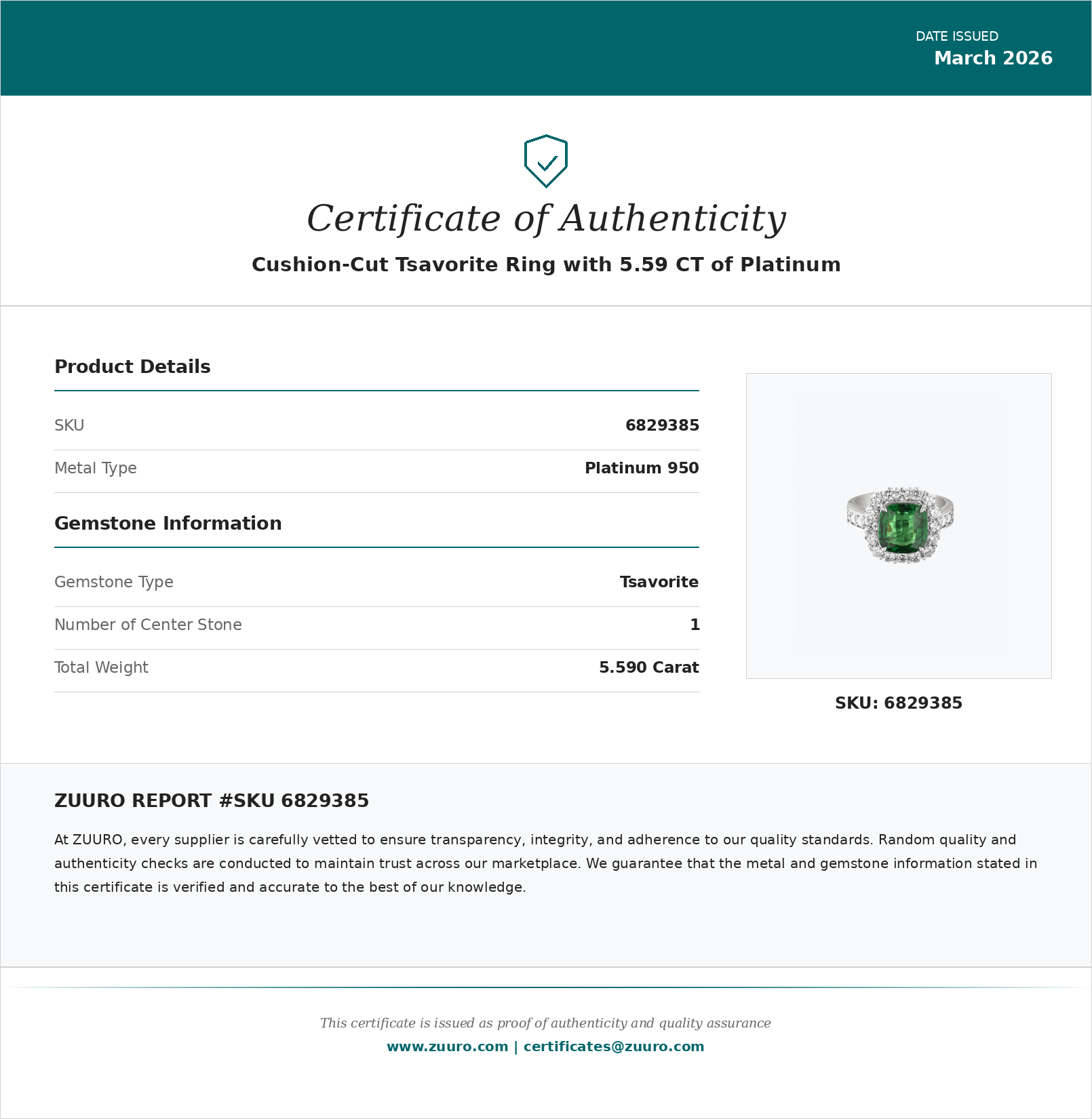 Product Certificate