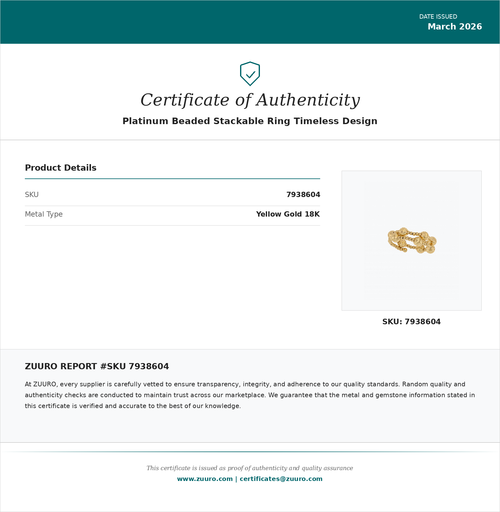 Product Certificate