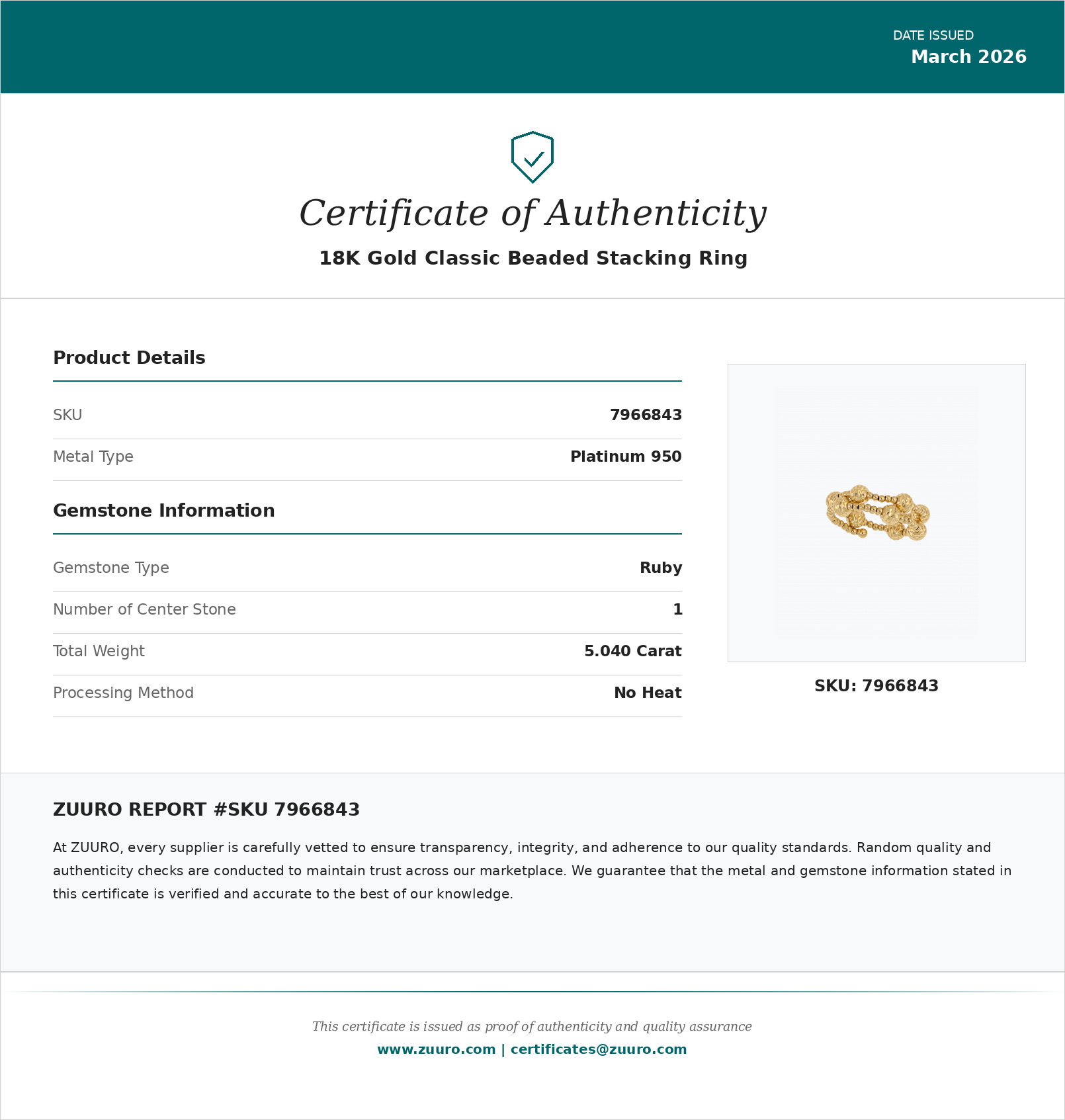 Product Certificate
